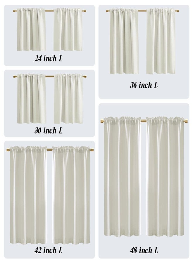 PANELSBURG Window Curtains 24 Inches Long Ivory Cream Short Sun Blocking for Kitchen Laundry Room Cabinet,Thermal Insulated Blackout Rod Pocket Small Cafe Curtain for Bathroom RV Camper Travel Trailers,2 Pack - Image 3
